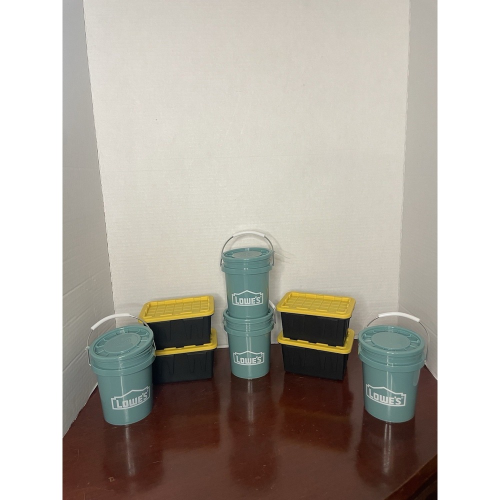 Lowe's Teal BPA-Free Mini Buckets w/ Lids Set of 4 & Teeny Totes With Lids (4)